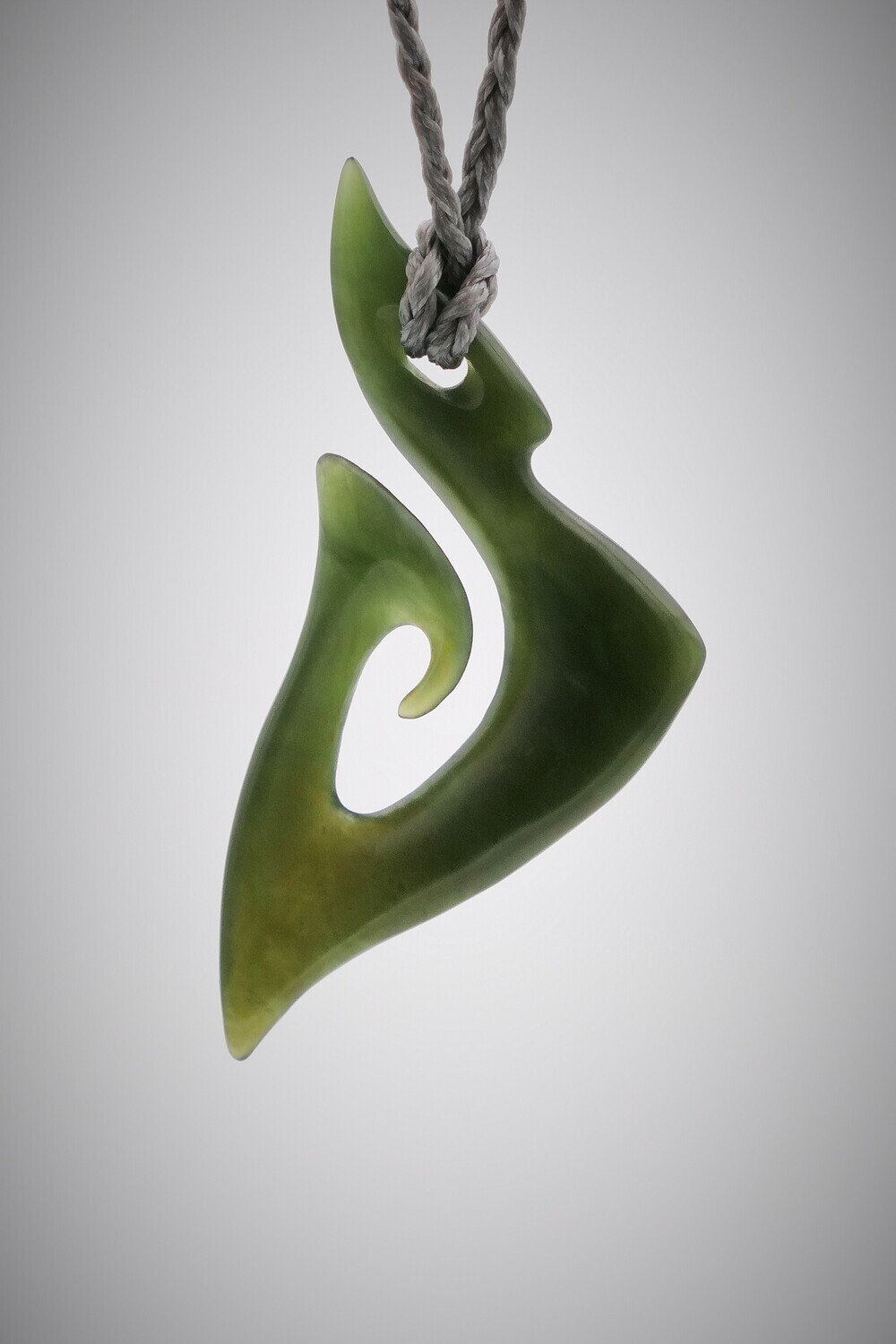Moko Pounamu Hei Matau Fishhook NZ Genuine Kawakawa Greenstone - Te Ara Hura