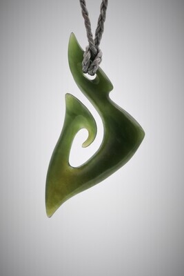 Moko Pounamu Hei Matau Fishhook NZ Genuine Kawakawa Greenstone - Te Ara Hura