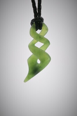 Moko Pounamu Contemporary Double Pikorua NZ Genuine Kahurangi Greenstone - Te Huruhi