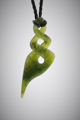 Moko Pounamu Contemporary Double Pikorua NZ Genuine Kawakawa Greenstone - Koukoulee