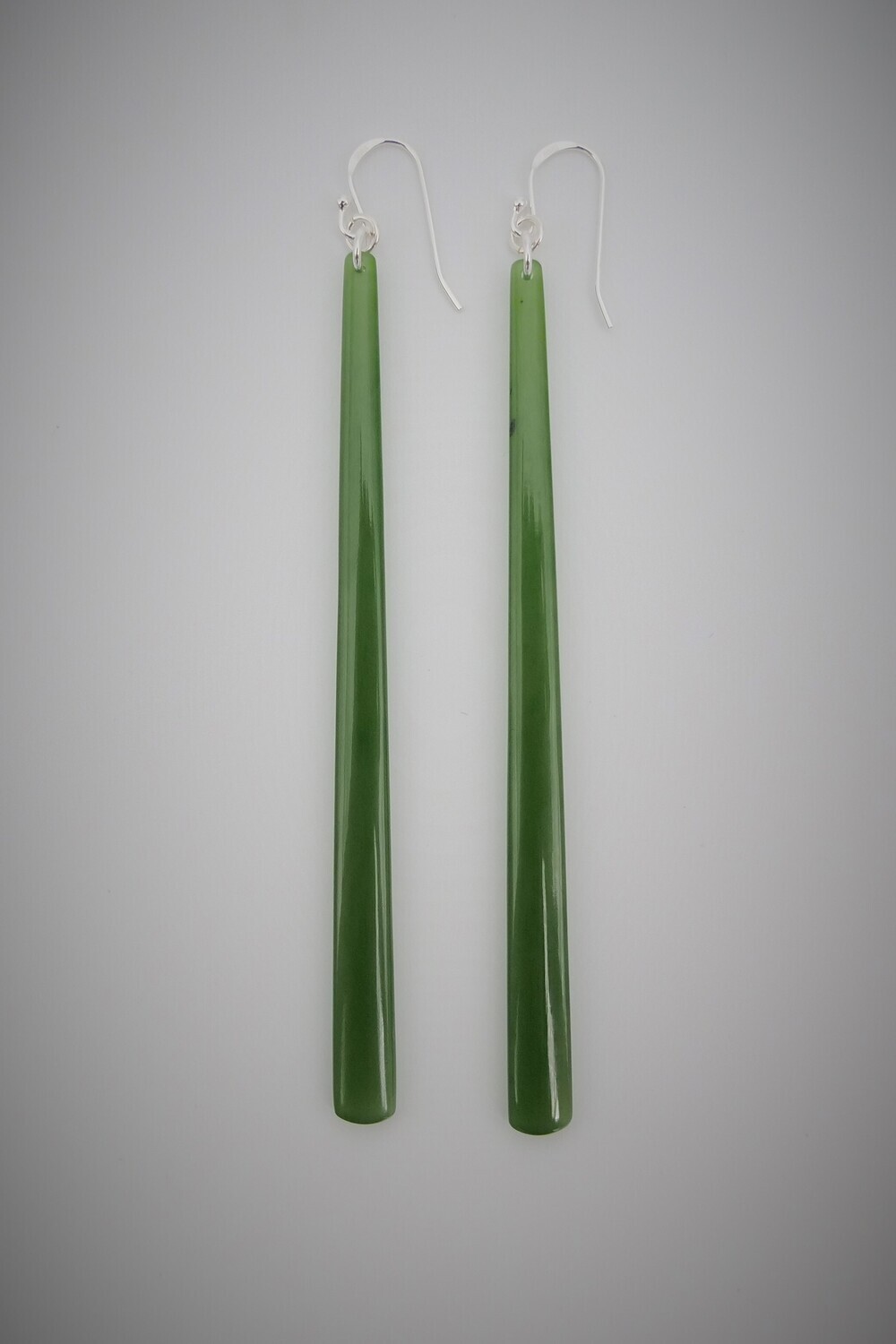 Moko Pounamu NZ Kahurangi Greenstone and Sterling Silver Drop Earrings 08039