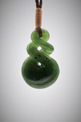 Moko Pounamu Double Pikorua NZ Genuine Kawakawa Greenstone - Huhtamaki