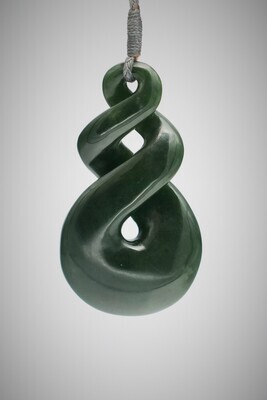 Moko Pounamu Double Pikorua NZ Genuine Kawakawa Greenstone - Matipo