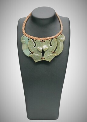 Moko Pounamu Contemporary Necklace Greenstone NZ Genuine Inanga stone - Whenuapai