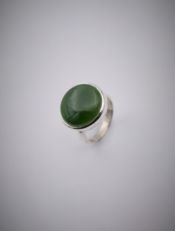 Moko Pounamu Gilt Jewellery Kawakawa Pounamu & Sterling Silver Ring 08210