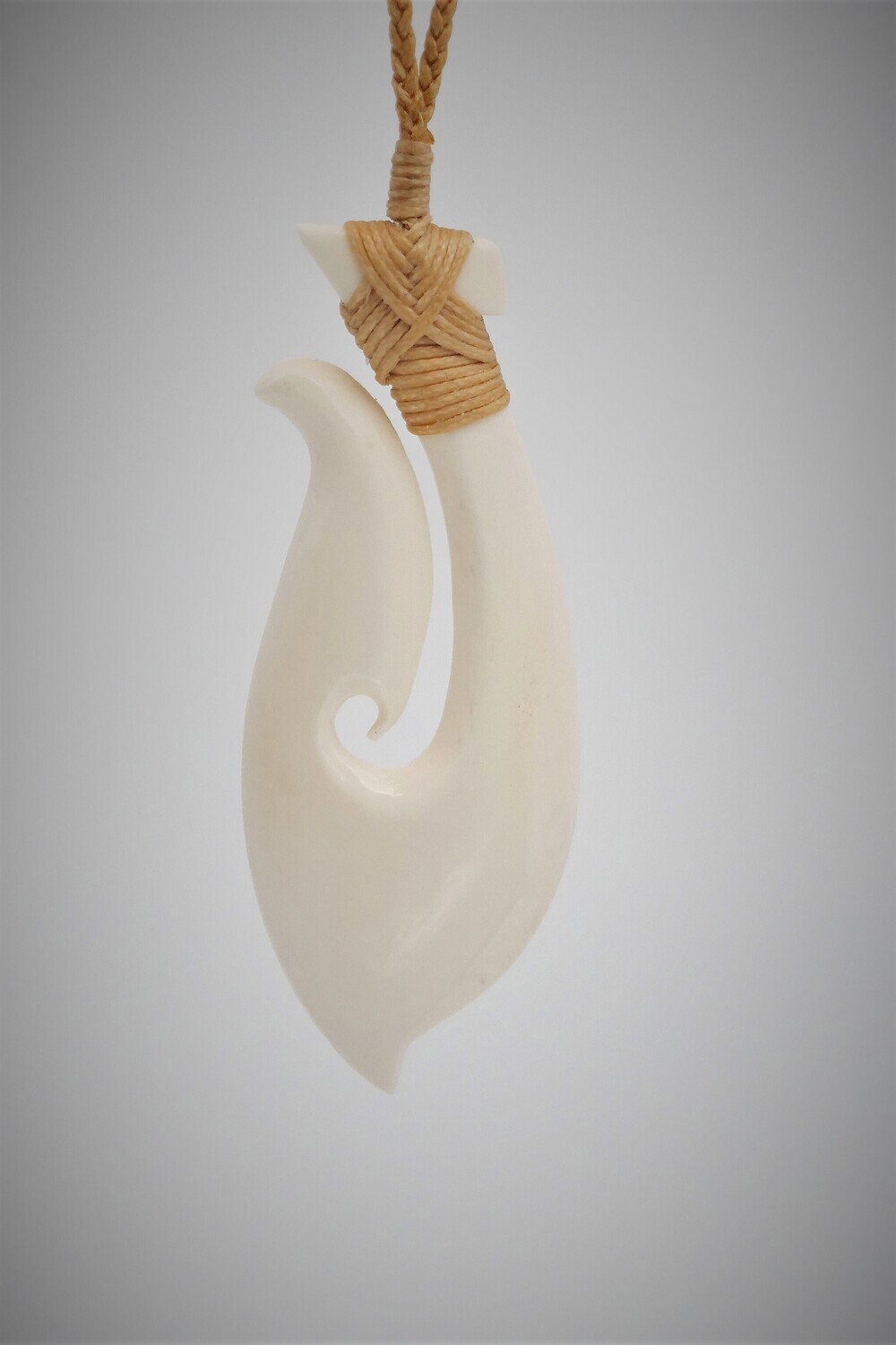 Moko Pounamu Hei Matau Bone Carving 08271