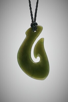 Moko Pounamu Hei Matau Fishhook NZ Genuine Kawakawa Greenstone - Pukekohe