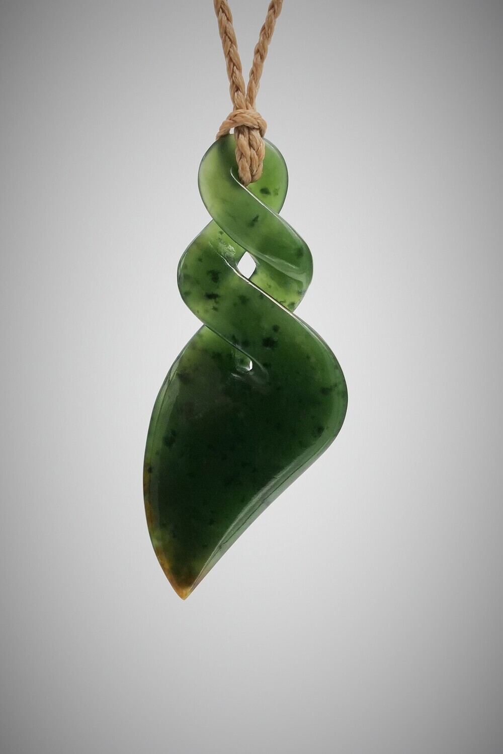 Moko Pounamu Double Pikorua NZ Genuine Kahurangi Flower Greenstone - Huawai