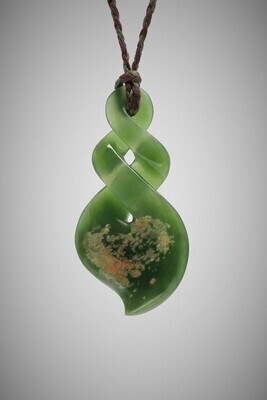 Moko Pounamu Double Pikorua NZ Genuine Kahurangi Flower Greenstone - Manakapua