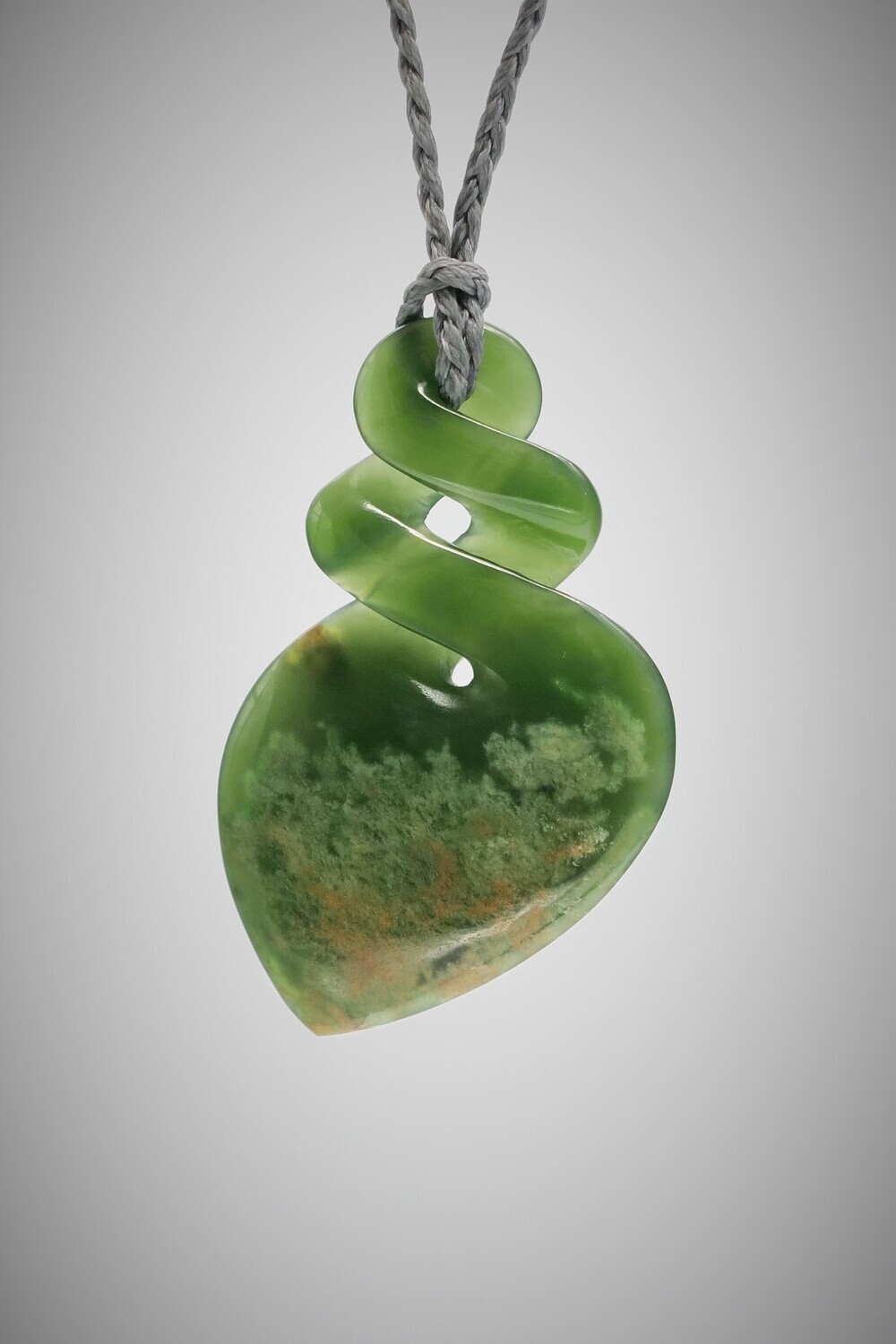 Moko Pounamu Double Pikorua NZ Genuine Kahurangi Flower Greenstone - Tinopai