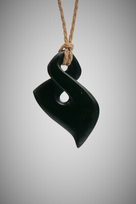 Moko Pounamu Contemporary single Pikorua NZ Genuine Kawakawa Greenstone - Waikaretu