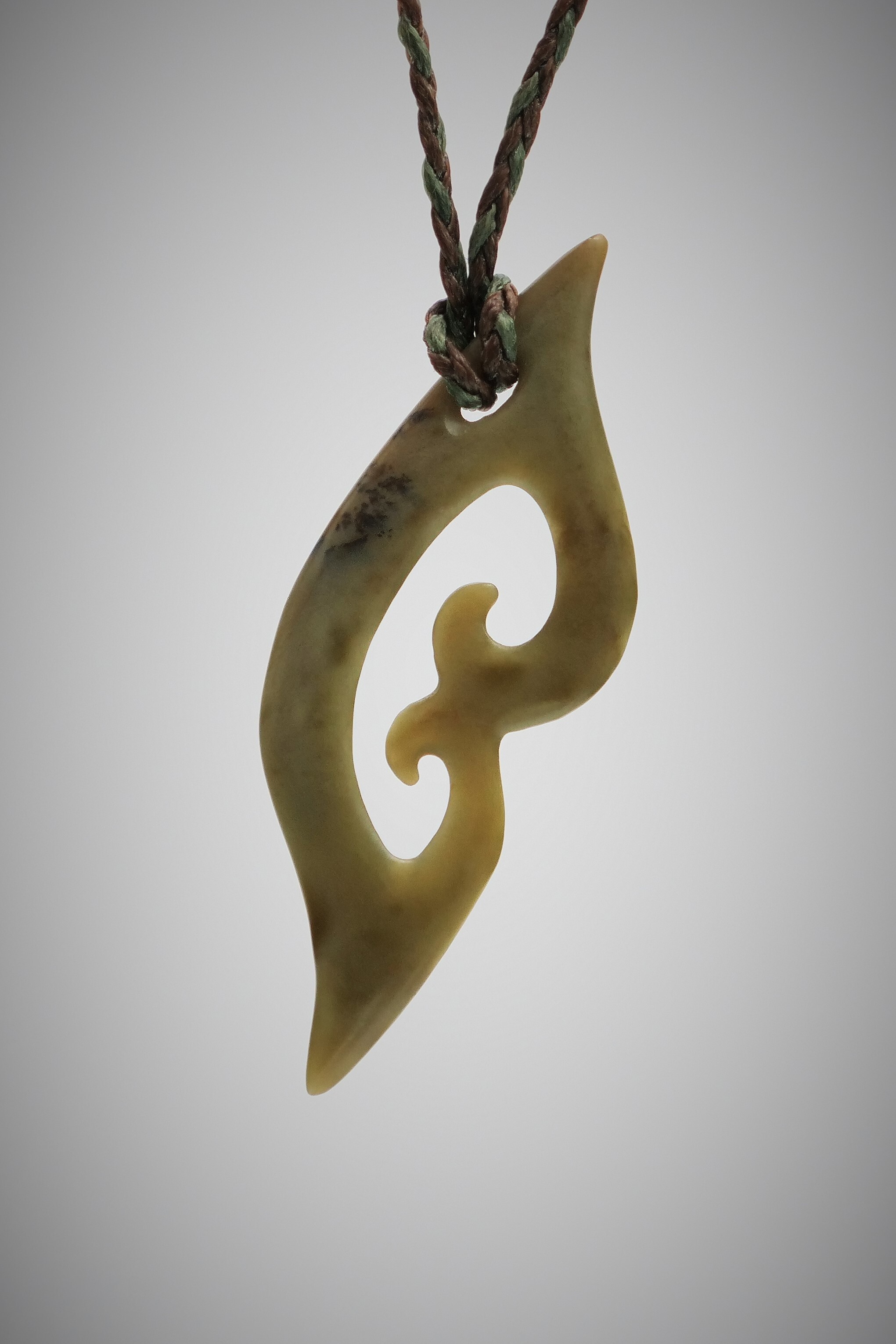 Moko Pounamu Double Koru NZ Genuine Inanga Greenstone - Kotiroreka