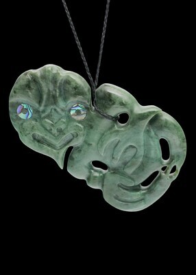 Moko Pounamu Hei Tiki NZ Genuine Kawakawa Greenstone - Arapaoa
