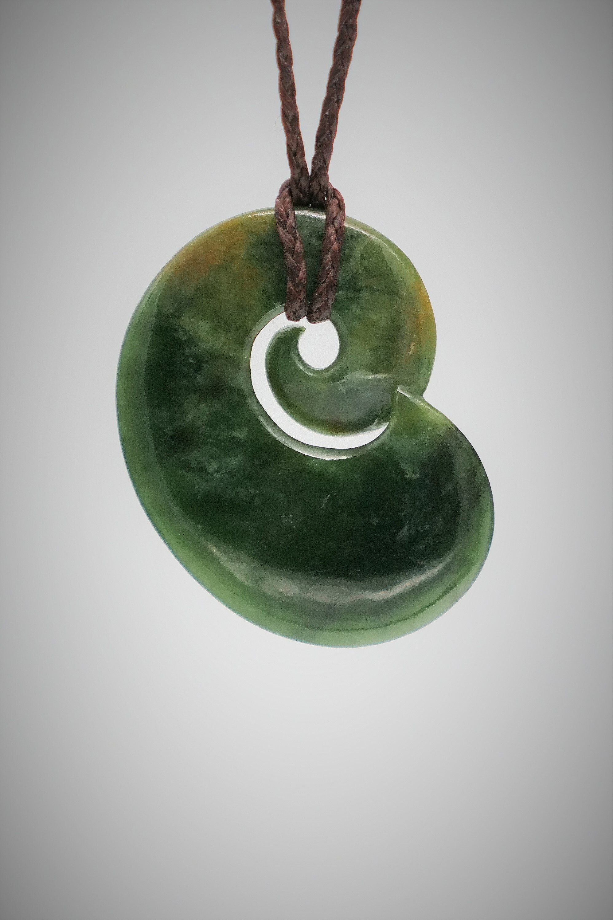 Moko Pounamu Contemporary Koru NZ Genuine Marsden Flower - Naumai