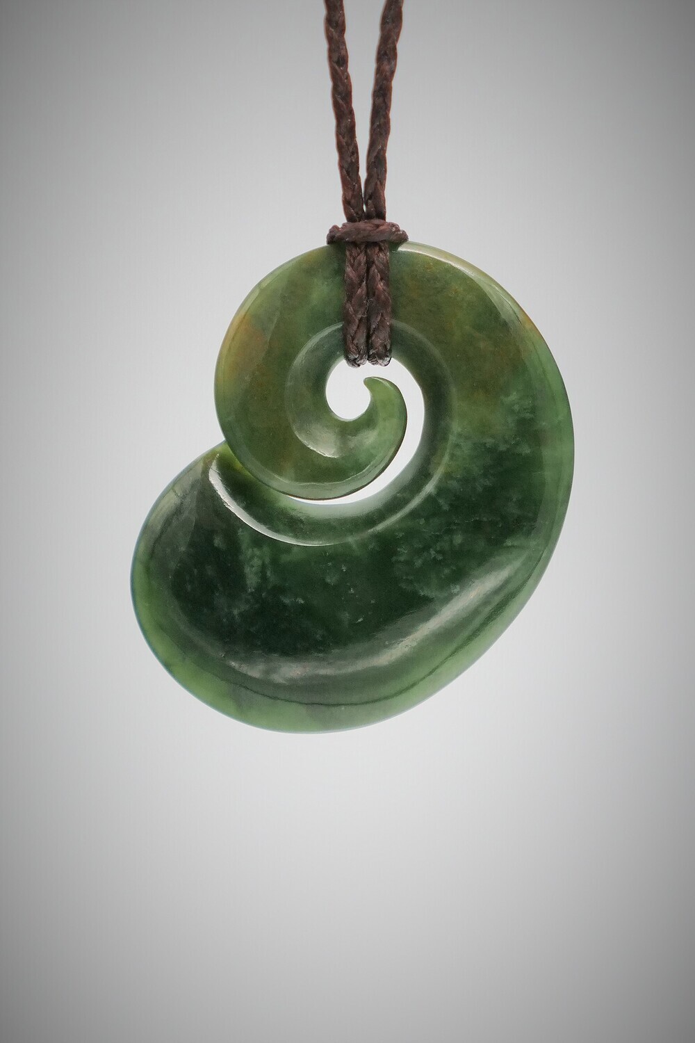 Moko Pounamu Contemporary Koru  NZ Genuine Marsden Flower - Naumai