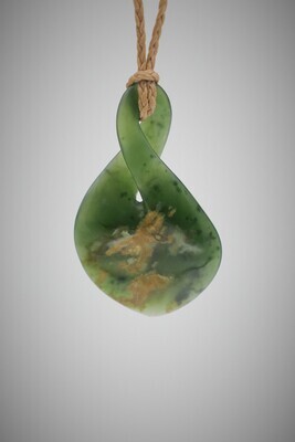 Moko Pounamu Pikorua NZ Genuine Kahurangi Flower Greenstone - Raupo