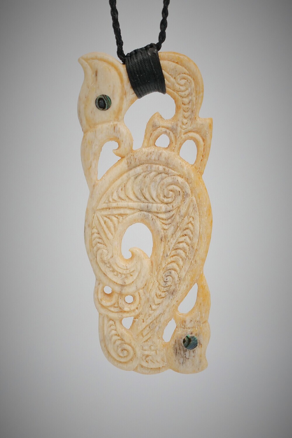 Moko Pounamu Manaia Genuine Whale Bone Carving - Mahuta