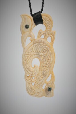 Moko Pounamu Manaia Genuine Whale Bone Carving - Mahuta