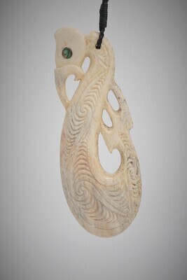 Moko Pounamu Manaia Genuine Whale Bone Carving - Taipuha