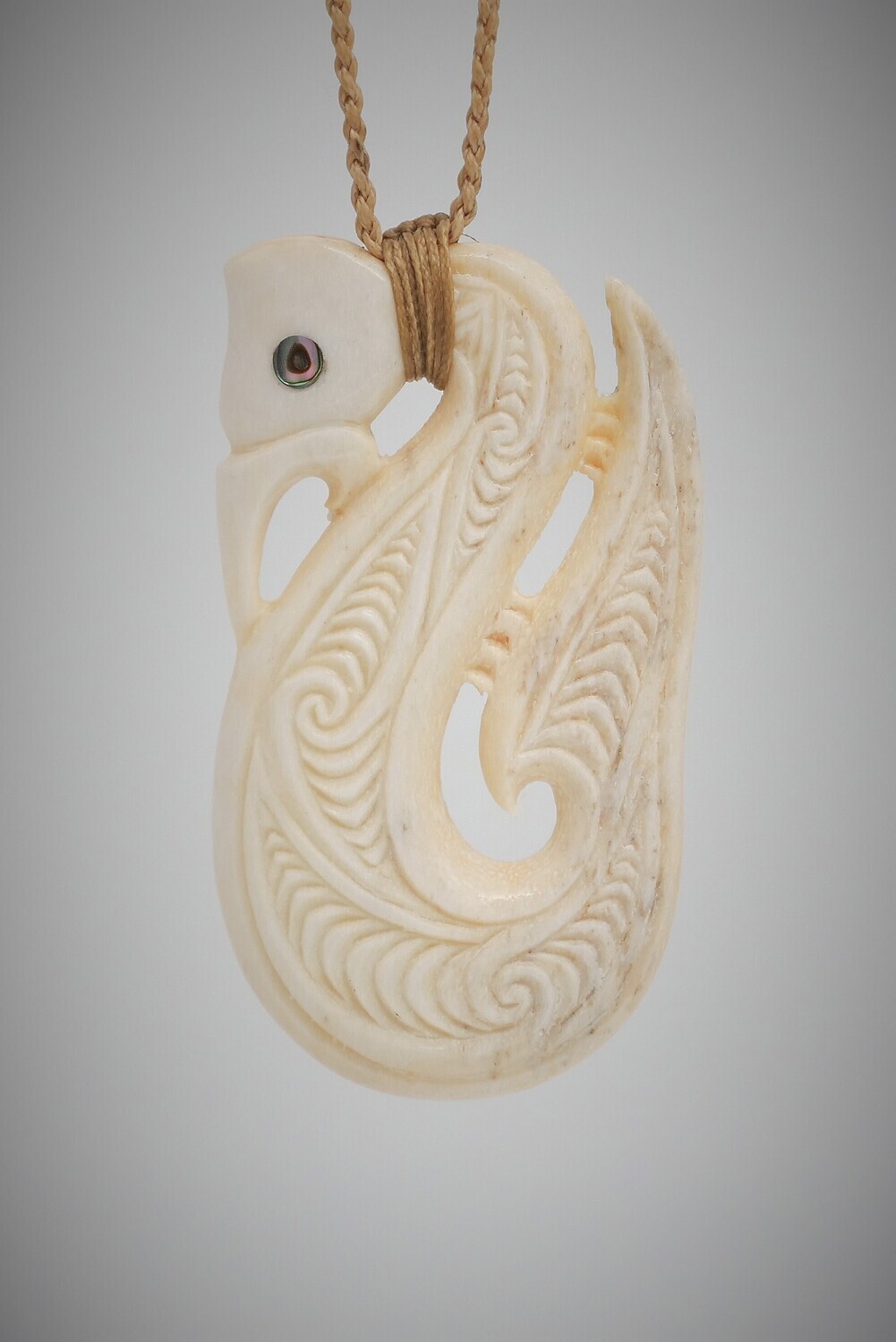 Moko Pounamu Manaia Genuine Whale Bone Carving - Hukatere