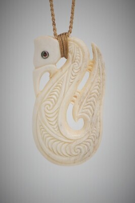 Moko Pounamu Manaia Genuine Whale Bone Carving - Hukatere