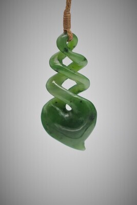 Moko Pounamu Triple Pikorua NZ Genuine Kawakawa Greenstone - Mangawhai