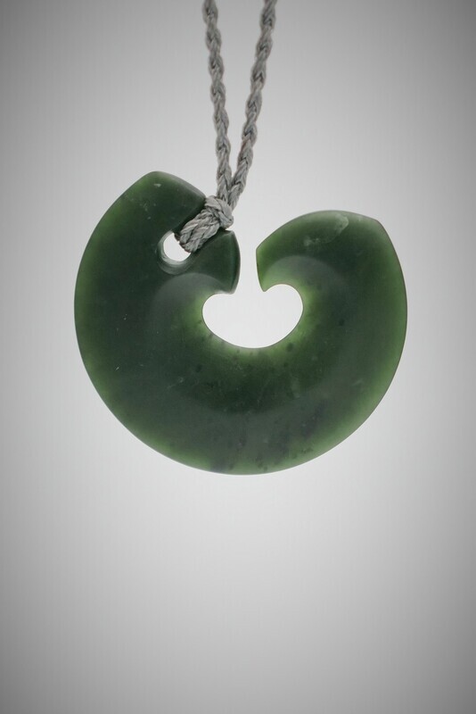 Moko Pounamu Hei Matau NZ Genuine  Kawakawa Greenstone - Takahiwai