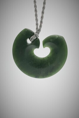 Moko Pounamu Hei Matau NZ Genuine  Kawakawa Greenstone - Takahiwai