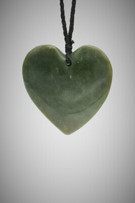 Moko Pounamu Heart NZ Genuine Inanga Greenstone - Awakino