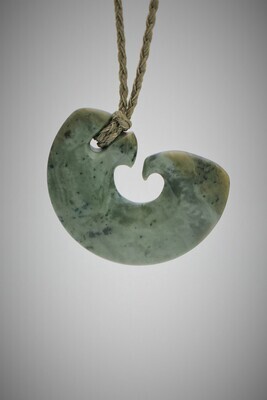 Moko Pounamu Hei Matau NZ Genuine  Inanga Greenstone - Ruatangata