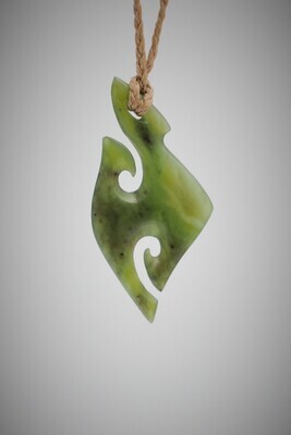 Moko Pounamu (Hei Matau) NZ Genuine Totoweka Greenstone - Titoki