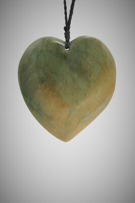 Moko Pounamu Heart NZ Genuine Raukaraka Greenstone - Te Henga