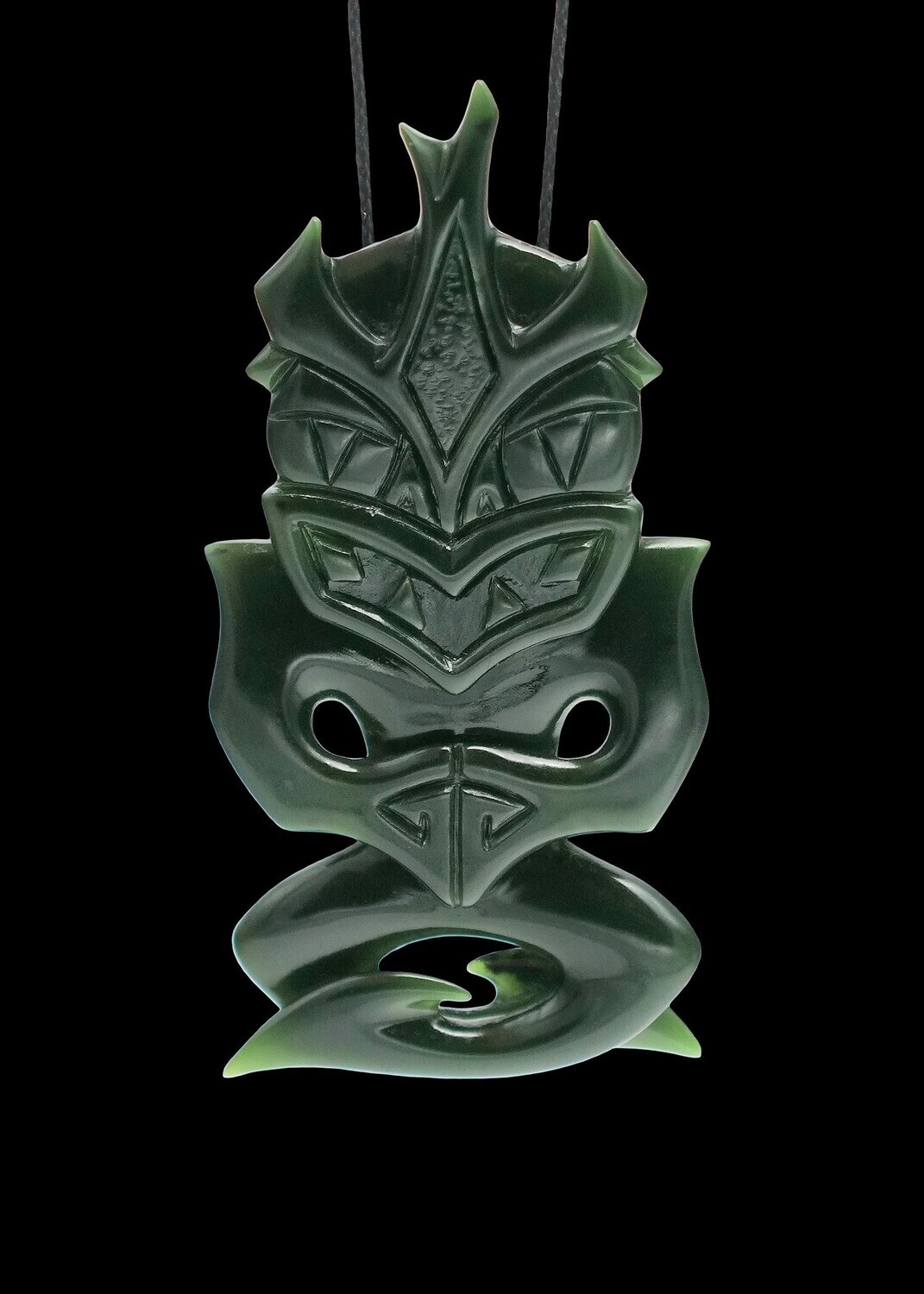 Moko Pounamu Hei Tiki NZ Genuine Kawakawa Greenstone - Utakura