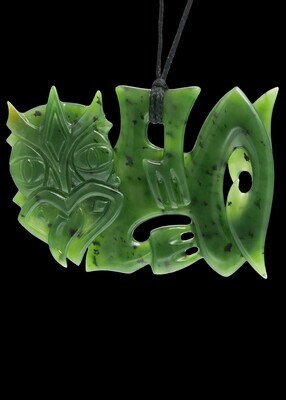 Moko Pounamu Hei Tiki NZ Genuine Kawakawa Greenstone - Ngapipito