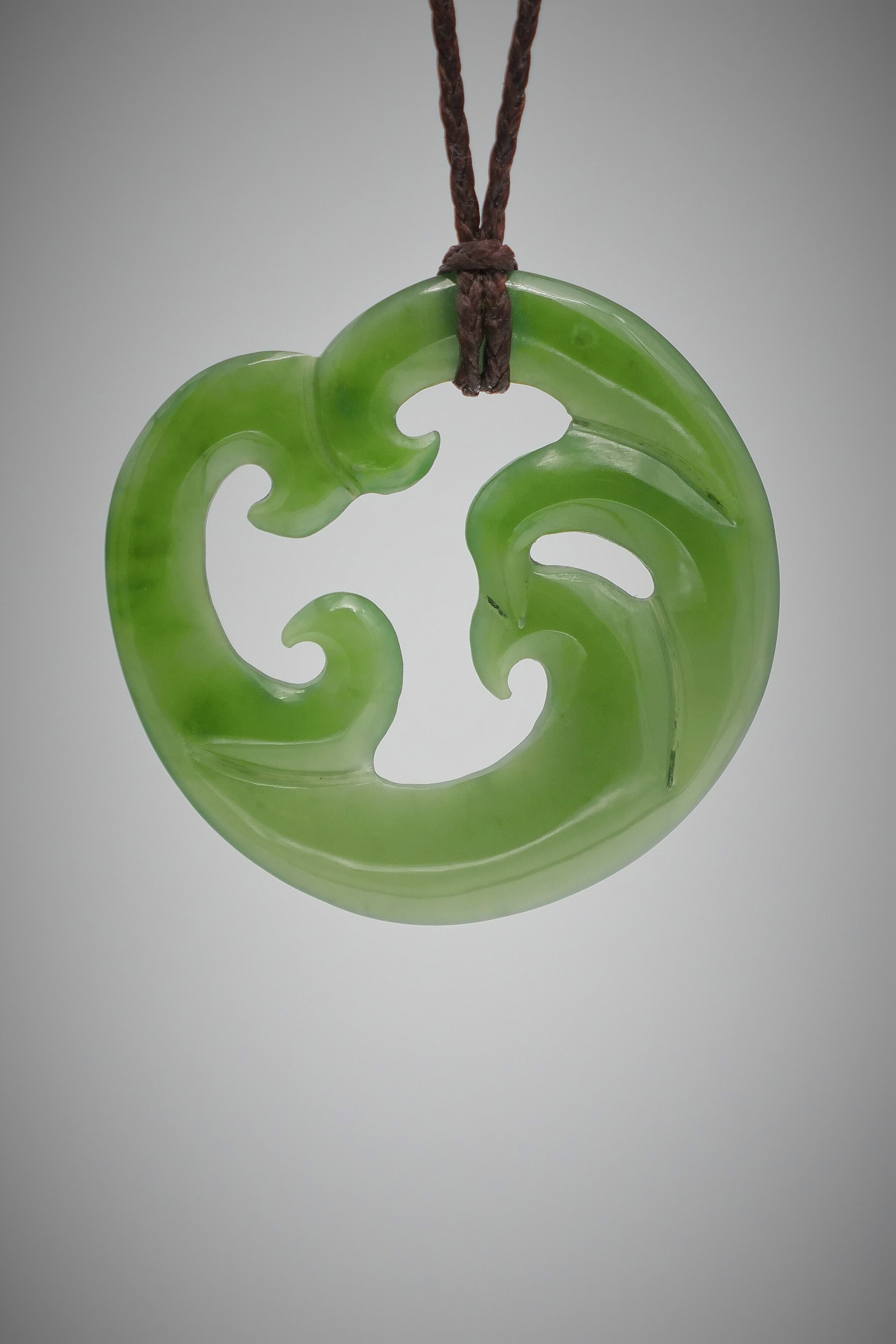 Moko Pounamu Koru NZ Genuine Kahurangi Greenstone - Waihaorunga