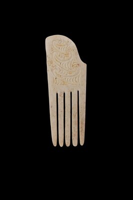 Moko Pounamu Heru Genuine Whale Bone Carving - Parakao