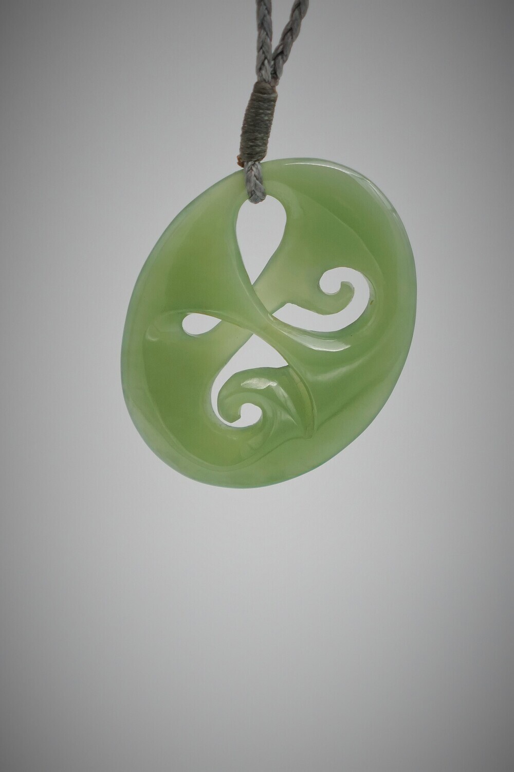 Moko Pounamu Contemporary Flower  NZ Genuine Inanga Greenstone - Whitiora