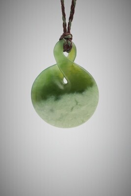 Moko Pounamu Single Pikorua Twist NZ Genuine Inanga Flower Greenstone - Otaha