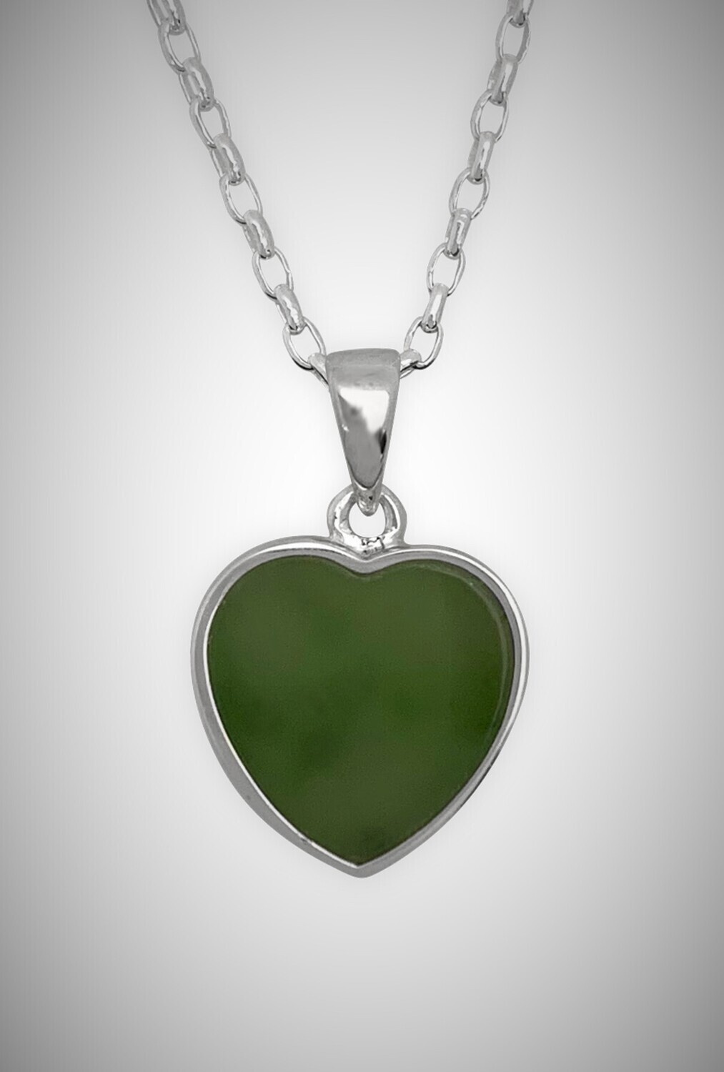 Moko Pounamu Heart Greenstone and Sterling Silver  Pendant - STB