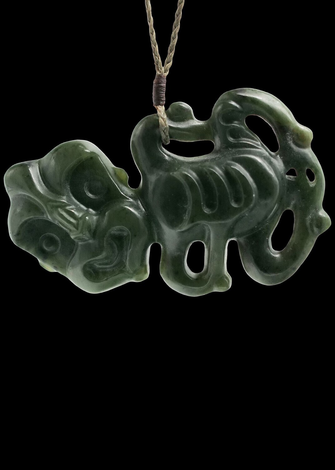 Moko Pounamu Hei Tiki NZ Genuine Kawakawa stone - Taipa