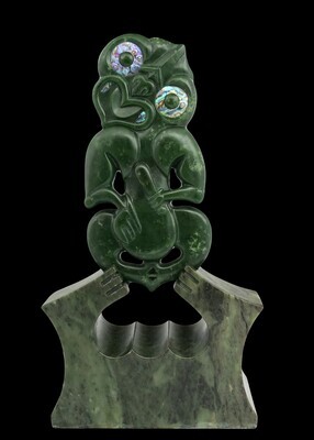 Moko Pounamu Tiki Sculpture NZ Genuine Kahurangi Greenstone - Waipapakauri