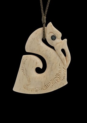 Moko Pounamu Manaia Genuine Whale Bone Carving - Waitiki