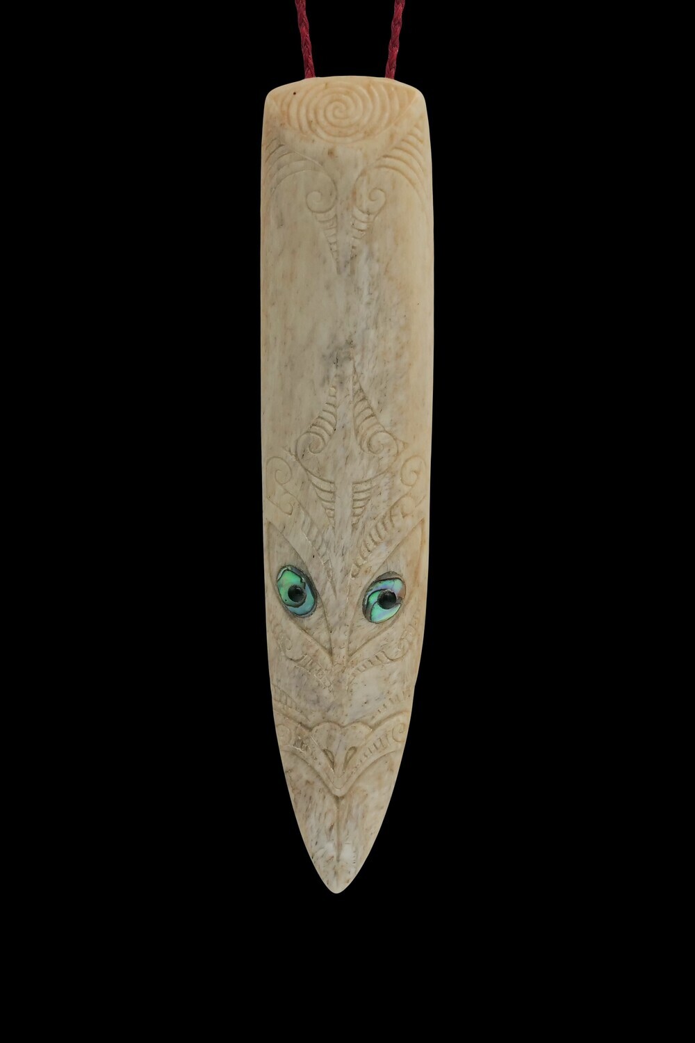 Moko Pounamu Rei Niho Genuine Whale Bone Carving - Kongahu