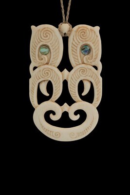 Moko Pounamu Moko kauae Genuine Whale Bone Carving - Arapito