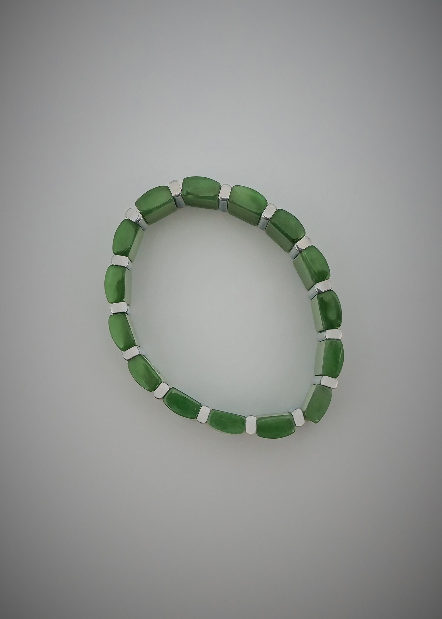 Moko Pounamu Bracelet NZ Genuine Greenstone and Stainless Steel - small