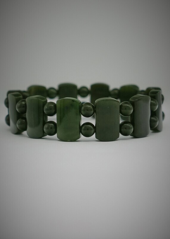 Moko Pounamu Bracelet NZ Genuine Greenstone and BC Nephrite Jade