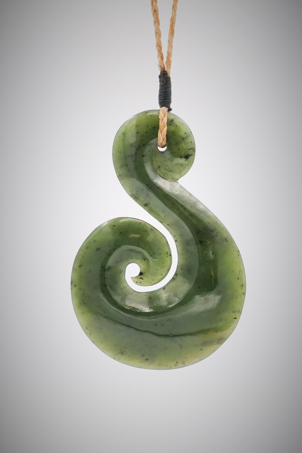 Moko Pounamu Hook (Hei Matau) NZ Genuine Kawakawa Greenstone - Waitapu