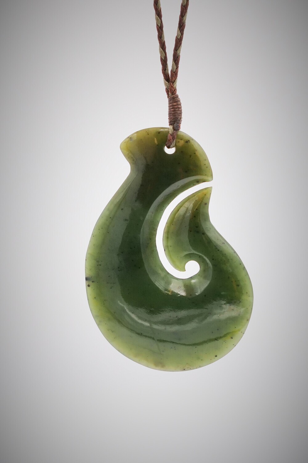 Moko Pounamu Hook (Hei Matau) NZ Genuine Kawakawa  Greenstone - Rawhiti
