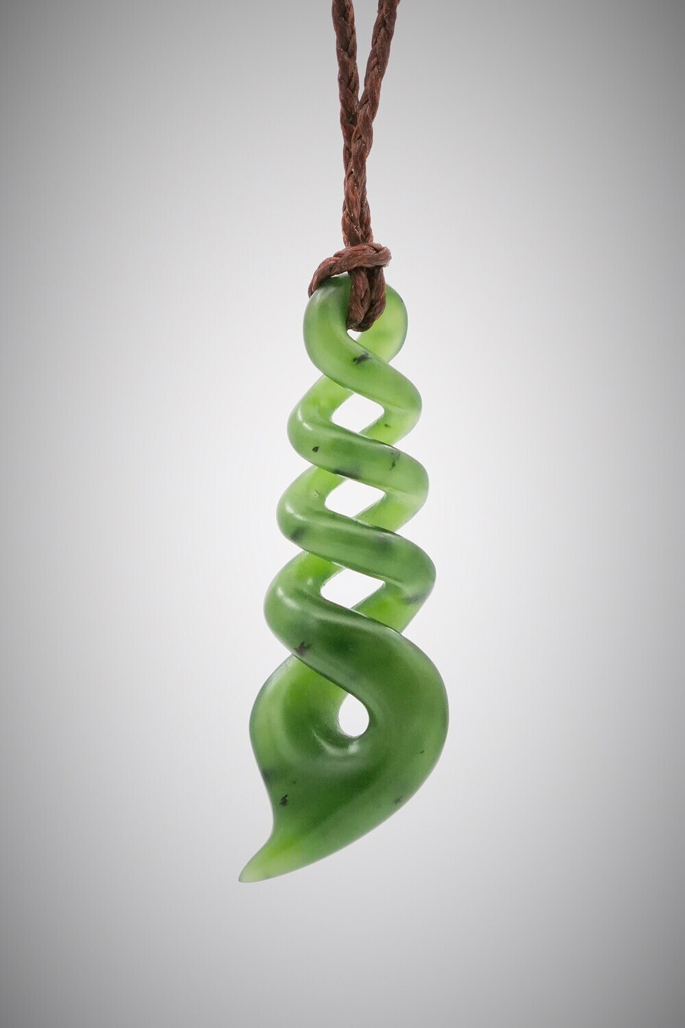 Moko Pounamu Quadruple Twist NZ Genuine Kahurangi Greenstone  - Kotuku