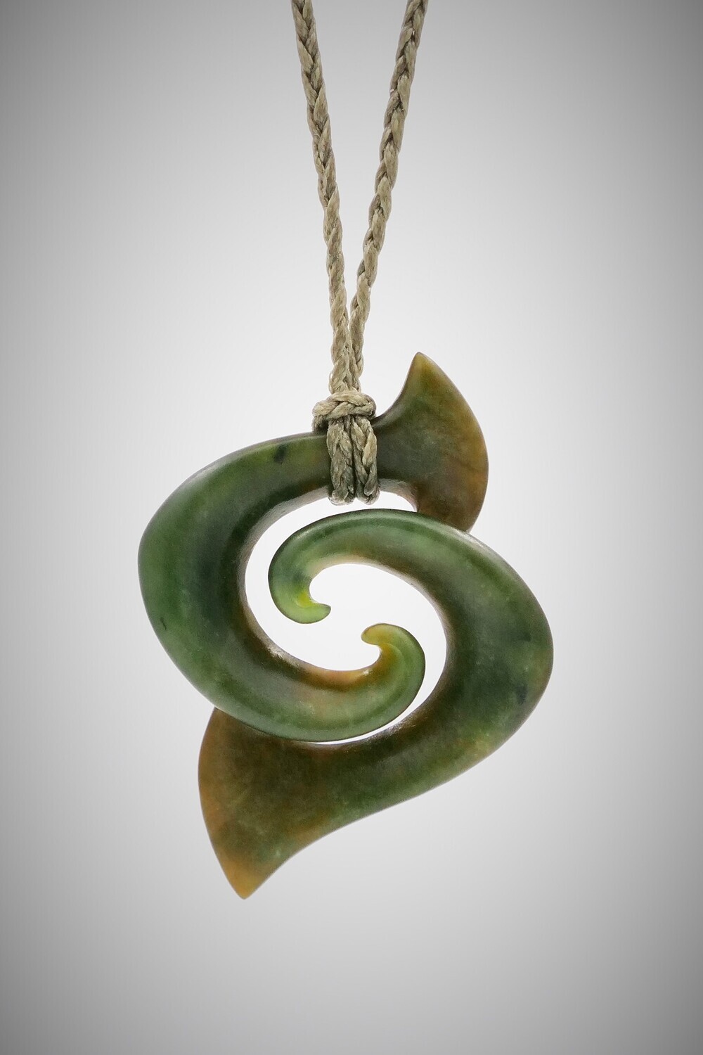 Ruakoru Pattern Moko Pounamu Contemporary Double Koru NZ Genuine Raukaraka Greenstone ...
